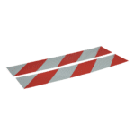 markeringssticker container 705x141 rood / wit, schuin gestreept 4x verticaal links, 4x verticaal rechts